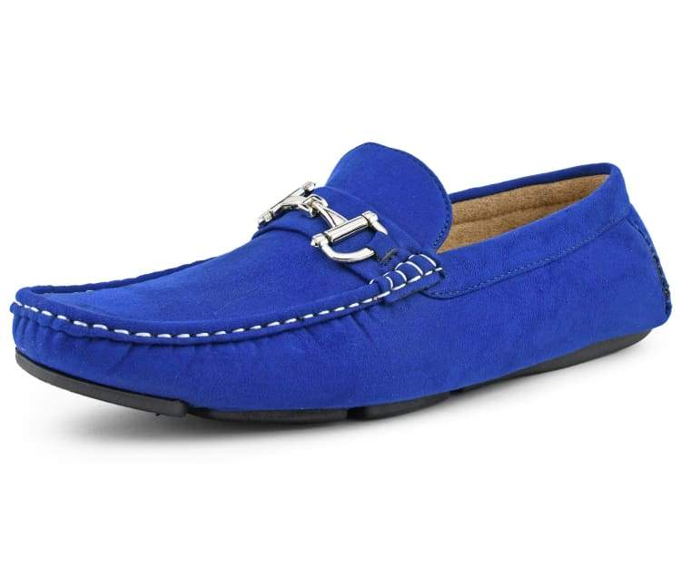 Amali Luxe Walken Men’S Royal Blue Loafers Driving Moccasins by Amali – Don't Panic Shoes