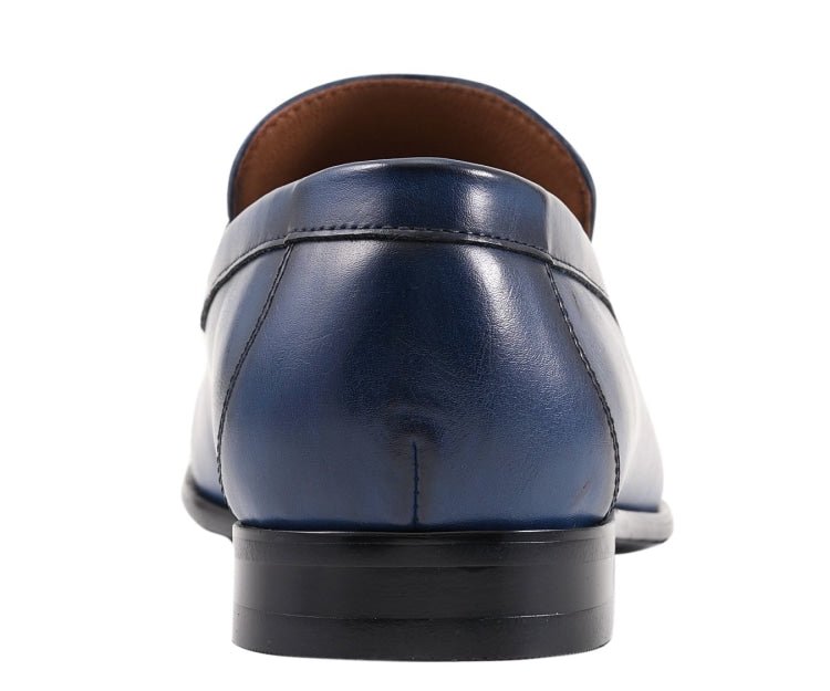 Amali Marco Navy Men’S Leather Loafers With Metal Bit Loafers by Amali – Don't Panic Shoes