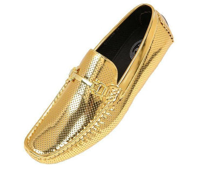 Amali Men's Rila Gold Driving Moccasins by Amali – Don't Panic Shoes