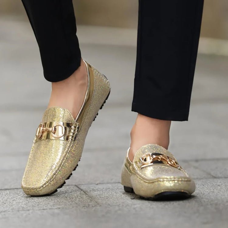 Amali Men's Samson Gold Driving Moccasins by Amali – Don't Panic Shoes