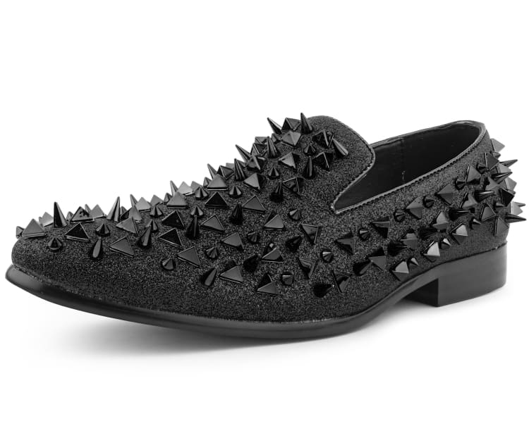 Amali Mesa Black Gold Studded Men's Leather SliOn on Shoes Smoking Slippers by Amali – Don't Panic Shoes
