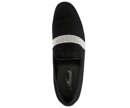Amali Monarch Regal Noir Velvet LoaferS Men’s Black Velvet Smoking Slippers by Amali – Don't Panic Shoes