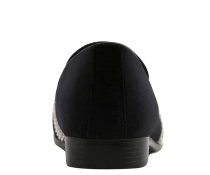 Amali Monarch Regal Noir Velvet LoaferS Men’s Black Velvet Smoking Slippers by Amali – Don't Panic Shoes