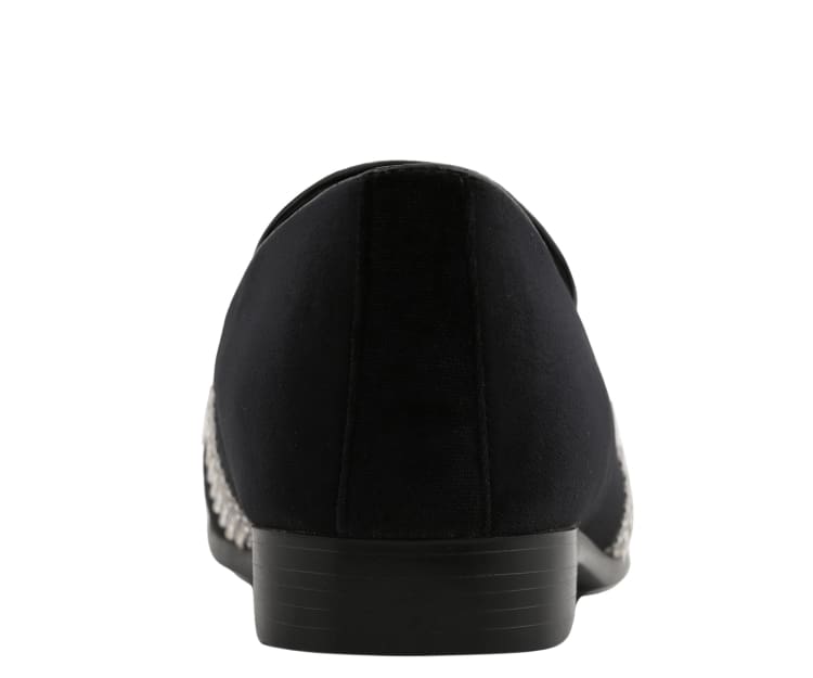 Amali Monarch Regal Noir Velvet LoaferS Men’s Black Velvet Smoking Slippers by Amali – Don't Panic Shoes