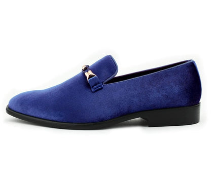 Amali Navy Luxe Velvet LoaferS Men’s Velvet Smoking Slippers by Amali – Don't Panic Shoes
