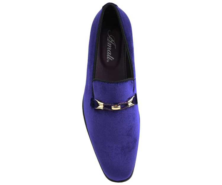 Amali Navy Luxe Velvet LoaferS Men’s Velvet Smoking Slippers by Amali – Don't Panic Shoes