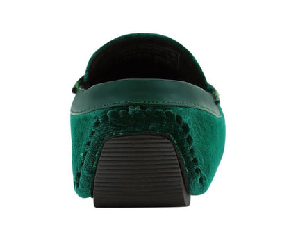 Amali Roberto Green Men's Velvet Green Driving Moccasins Driving Moccasins by Amali – Don't Panic Shoes