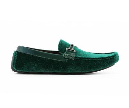 Amali Roberto Green Men's Velvet Green Driving Moccasins Driving Moccasins by Amali – Don't Panic Shoes