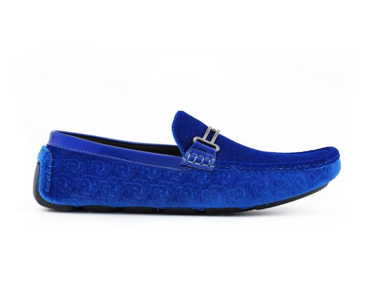 Amali Roberto Royal Velvet DreSs Shoes Men’s Blue Moccasins Driving Moccasins by Amali – Don't Panic Shoes