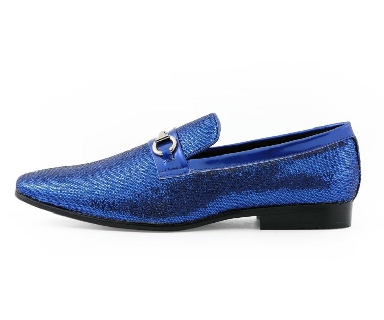 Amali Sutton Luxe Blue Glitter LoaferS Men’s Glitter Upper Smoking Slippers by Amali – Don't Panic Shoes