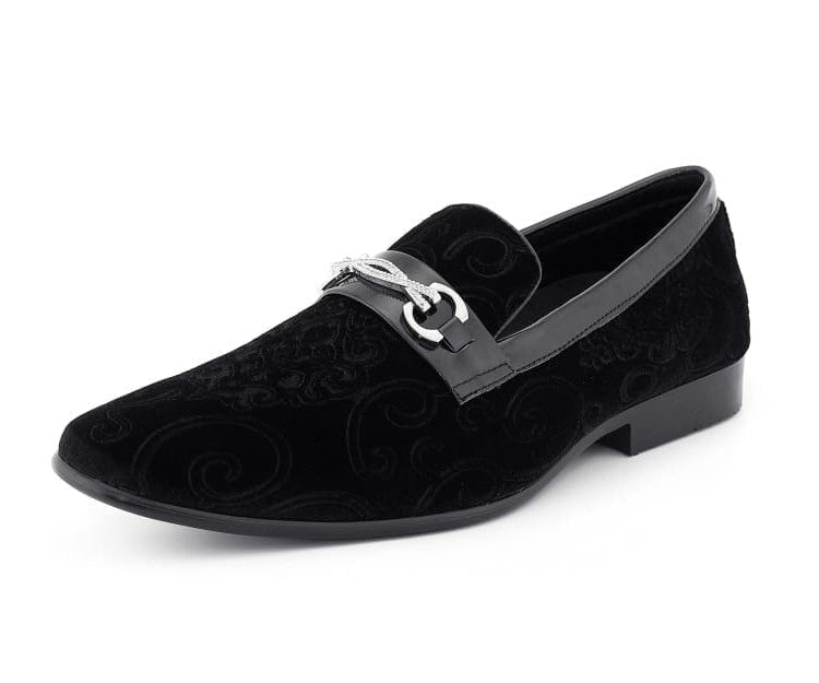 Amali Throne Black Men’S Velvet Slip On Loafers Smoking Slippers by Amali – Don't Panic Shoes