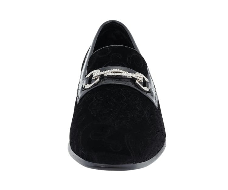 Amali Throne Black Men’S Velvet Slip On Loafers Smoking Slippers by Amali – Don't Panic Shoes