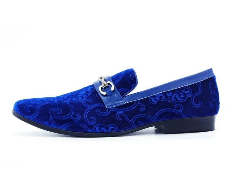 Amali Throne Royal Blue Velvet LoaferS Men’s Slip On Loafer Shoes Smoking Slippers by Amali – Don't Panic Shoes