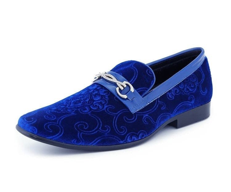 Amali Throne Royal Blue Velvet LoaferS Men’s Slip On Loafer Shoes Smoking Slippers by Amali – Don't Panic Shoes