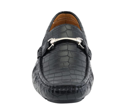 Amali TituS Crocodile Elegance Loafers Men’s Black Leather Driving Moccasins by Amali – Don't Panic Shoes