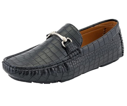 Amali TituS Crocodile Elegance Loafers Men’s Black Leather Driving Moccasins by Amali – Don't Panic Shoes
