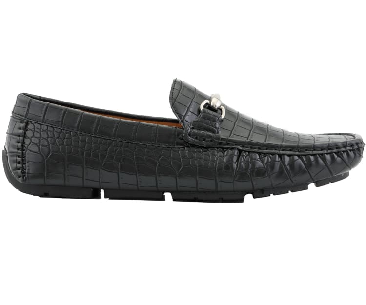 Amali TituS Crocodile Elegance Loafers Men’s Black Leather Driving Moccasins by Amali – Don't Panic Shoes