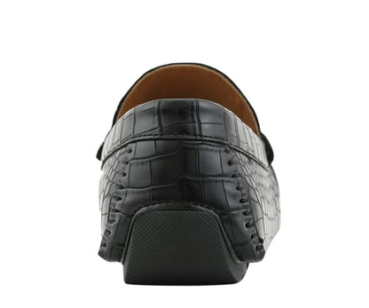 Amali TituS Crocodile Elegance Loafers Men’s Black Leather Driving Moccasins by Amali – Don't Panic Shoes