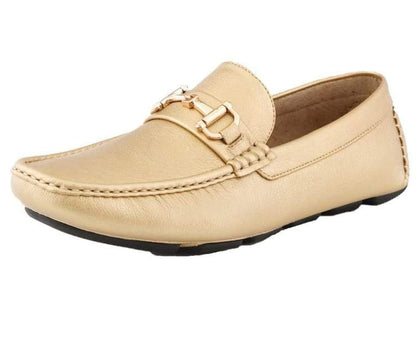 Amali Trentino Gold Men’S Casual Moccasins Gold Slip On Driving Moccasins by Amali – Don't Panic Shoes