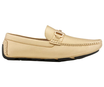 Amali Trentino Gold Men’S Casual Moccasins Gold Slip On Driving Moccasins by Amali – Don't Panic Shoes
