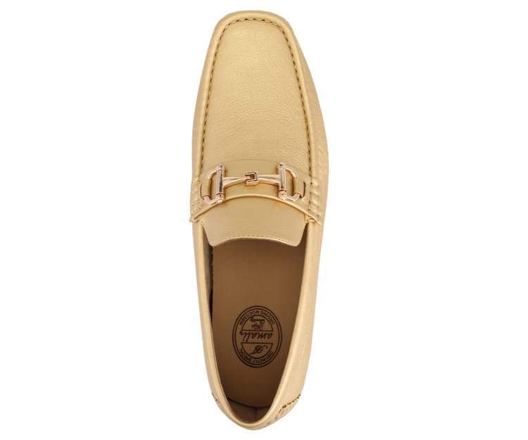 Amali Trentino Gold Men’S Casual Moccasins Gold Slip On Driving Moccasins by Amali – Don't Panic Shoes