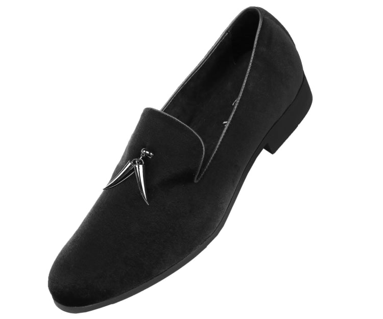 Amali Velvet Elegance Dapper Black Smoking Slippers For Men Smoking Slippers by Amali – Don't Panic Shoes