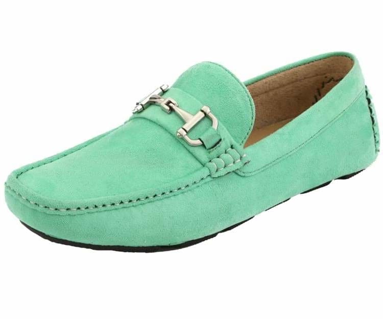 Amali Walken 2 Men’S Mint Green Suede Driving Loafers Driving Moccasins by Amali – Don't Panic Shoes
