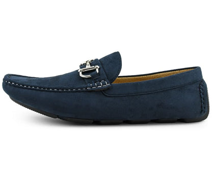 Amali Walken 2 Men’S Navy Blue Suede Driving Shoes Driving Moccasins by Amali – Don't Panic Shoes