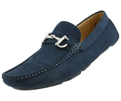 Amali Walken 2 Men’S Navy Blue Suede Driving Shoes Driving Moccasins by Amali – Don't Panic Shoes