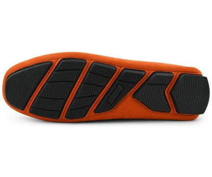Amali Walken 2 Men’S Orange Suede Driving Shoes Driving Moccasins by Amali – Don't Panic Shoes