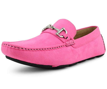 Amali Walken 2 Men's Pink Suede Driving Shoes Driving Moccasins by Amali – Don't Panic Shoes