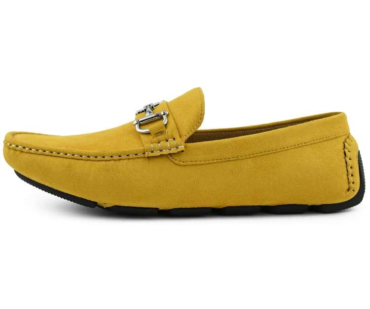 Amali Walken 2 Men's Suede Driving Loafers Mustard Yellow Driving Moccasins by Amali – Don't Panic Shoes