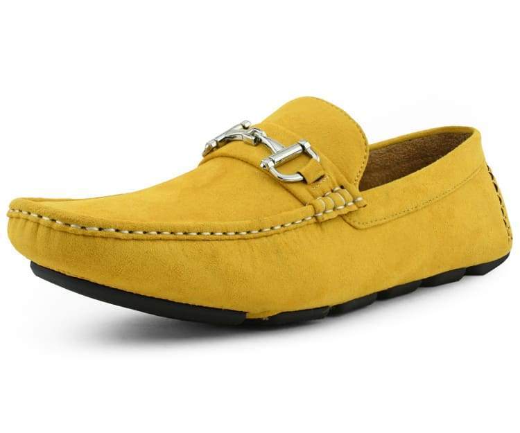 Amali Walken 2 Men's Suede Driving Loafers Mustard Yellow Driving Moccasins by Amali – Don't Panic Shoes