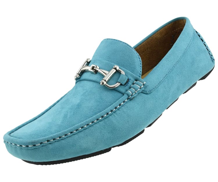 Amali Walken 2 Men’S Turquoise Suede Driving Shoes Driving Moccasins by Amali – Don't Panic Shoes