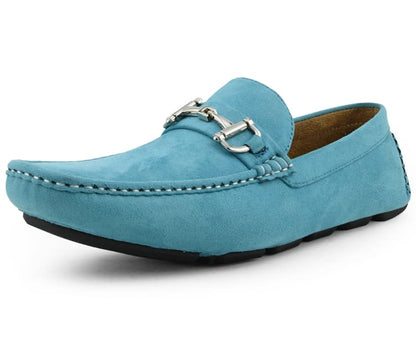 Amali Walken 2 Men’S Turquoise Suede Driving Shoes Driving Moccasins by Amali – Don't Panic Shoes