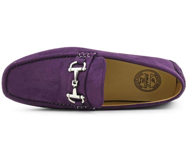 Amali Walken Purple Men’S Suede Driving Shoes Driving Moccasins by Amali – Don't Panic Shoes