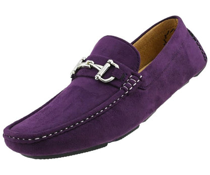 Amali Walken Purple Men’S Suede Driving Shoes Driving Moccasins by Amali – Don't Panic Shoes