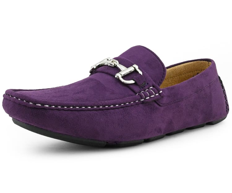 Amali Walken Purple Men’S Suede Driving Shoes Driving Moccasins by Amali – Don't Panic Shoes