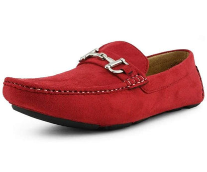 Amali Walken Red Men’S Suede Driving Shoes Driving Moccasins by Amali – Don't Panic Shoes