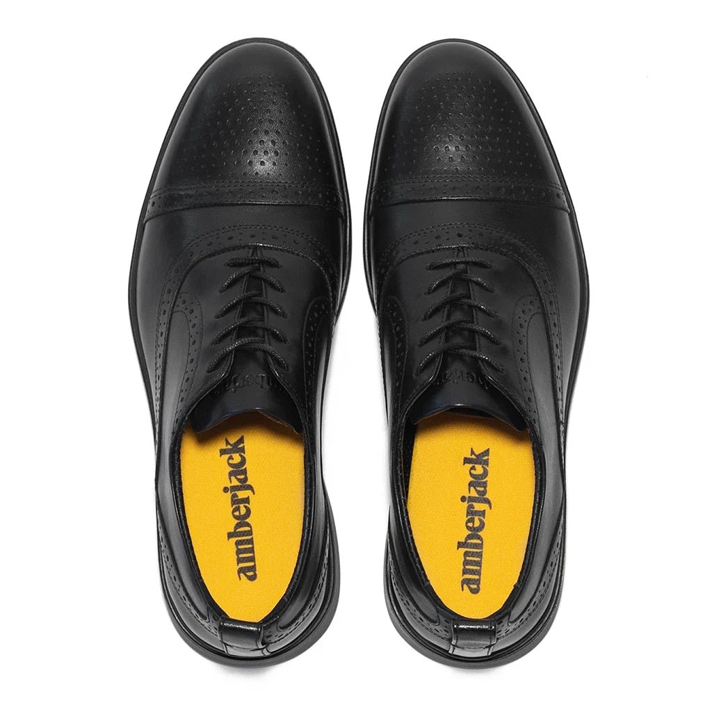 Amberjack Cap - Toe Edition Luxe Craft Men's Obsidian Men's Dress Shoes by Amberjack – Don't Panic Shoes