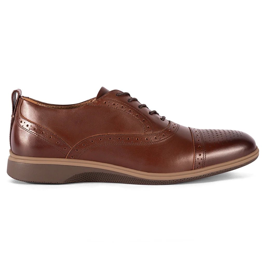 Amberjack Cap - Toe Men's Full Grain Leather Chestnut Men's Dress Shoes by Amberjack – Don't Panic Shoes
