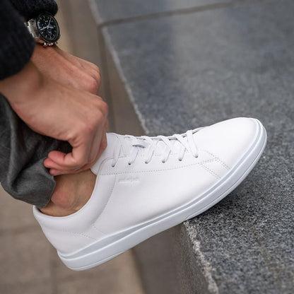 Amberjack Low Top Sneaker Men's Ivory White Leather Men's Dress Shoes by Amberjack – Don't Panic Shoes