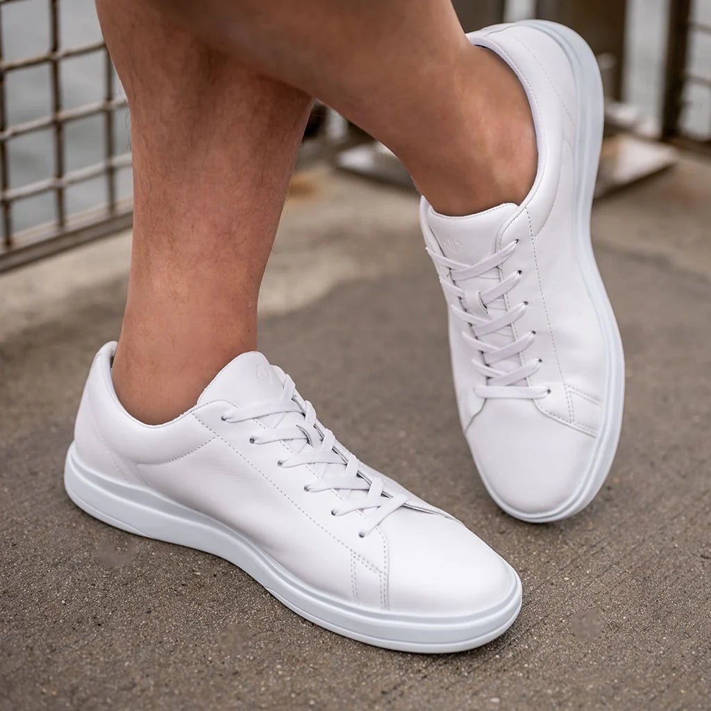 Amberjack Low Top Sneaker Men's Ivory White Leather Men's Dress Shoes by Amberjack – Don't Panic Shoes