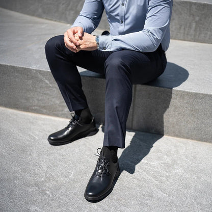 Amberjack Men's Whole Cut Hybrid Calfskin Leather Obsidian Men's Dress Shoes by Amberjack – Don't Panic Shoes