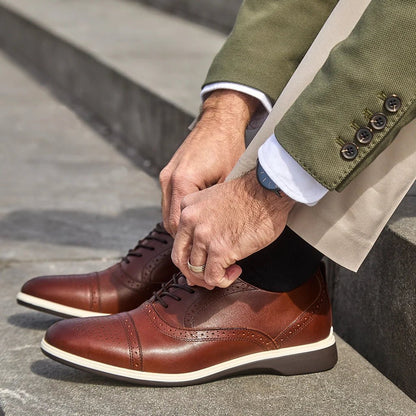 Amberjack The Cap - Toe Men's Full Grain Leather Coffee Men's Dress Shoes by Amberjack – Don't Panic Shoes