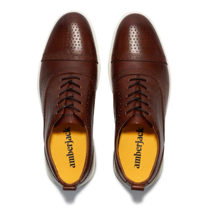 Amberjack The Cap - Toe Men's Full Grain Leather Coffee Men's Dress Shoes by Amberjack – Don't Panic Shoes