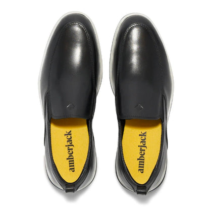 Amberjack The Slip - On Men's Full Grain Leather Onyx Men's Dress Shoes by Amberjack – Don't Panic Shoes