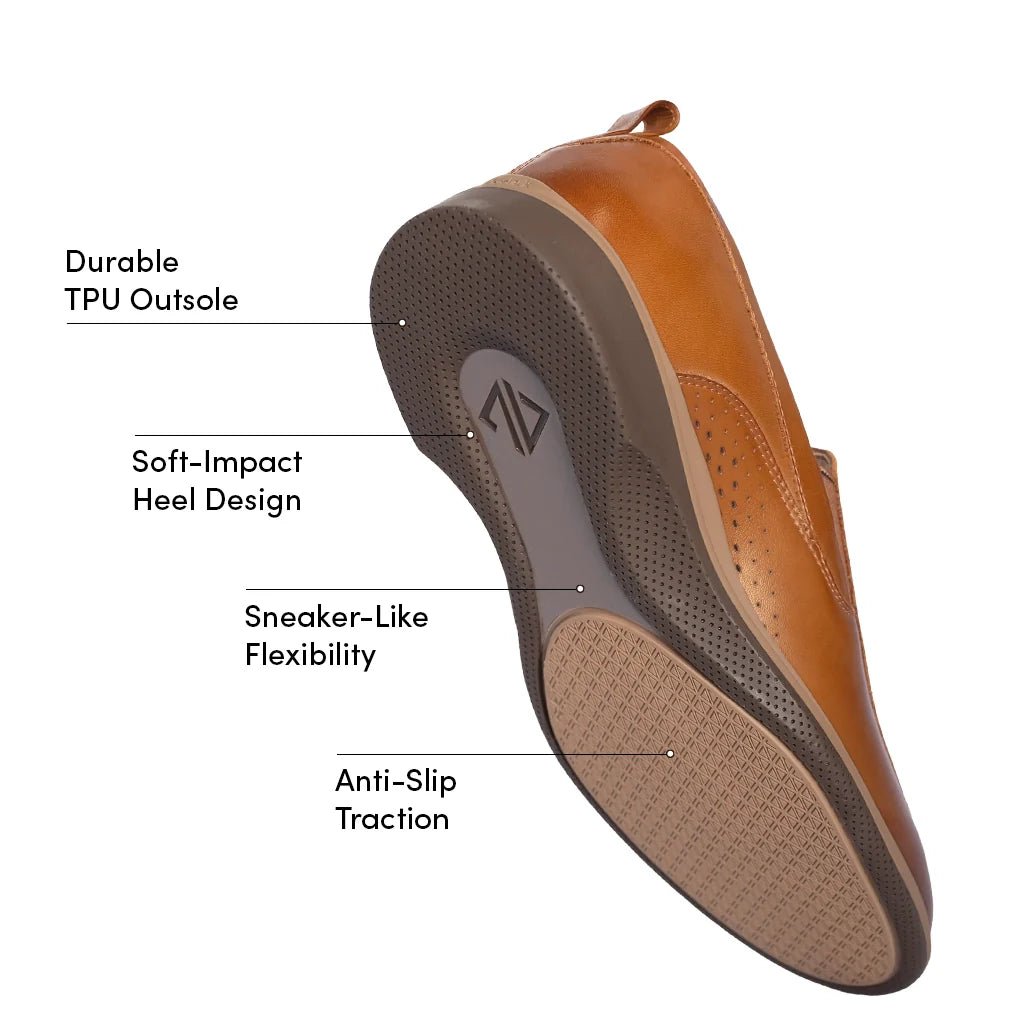 Amberjack The Slip - On Men's Honey Leather Casual Shoes Men's Dress Shoes by Amberjack – Don't Panic Shoes