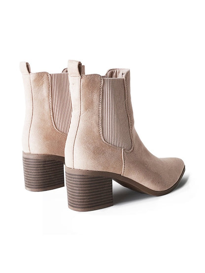 Andi | Beige Suede Boots by J.Adams – Don't Panic Shoes