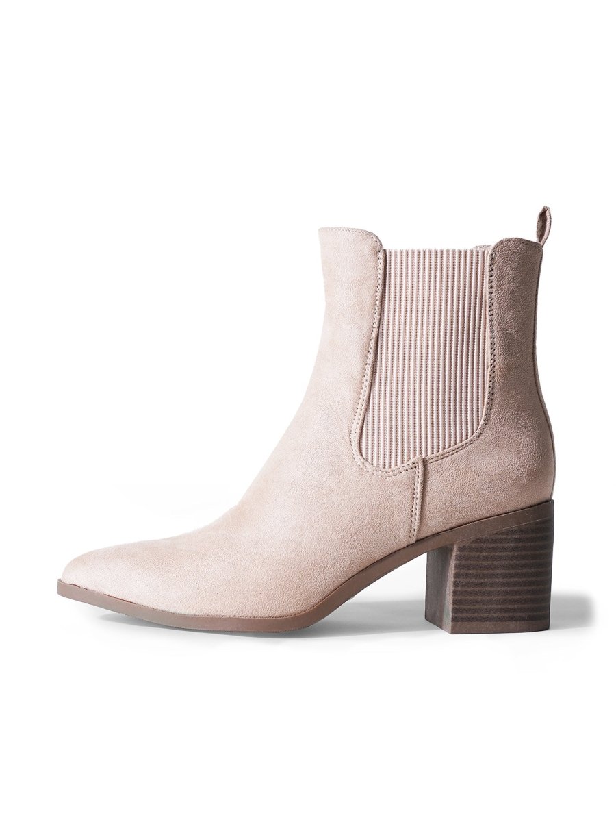 Andi | Beige Suede Boots by J.Adams – Don't Panic Shoes